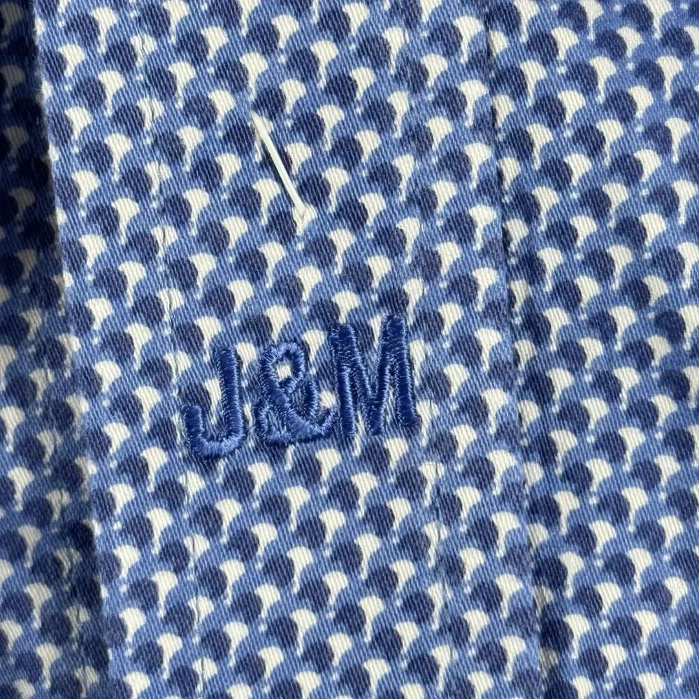 Johnston & Murphy Sz L Printed Long Sleeve Shirt Contrast Pink Blue Shadow Dot